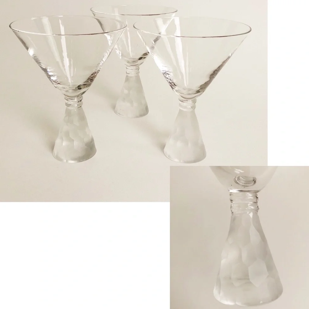 3-Martini Glass Frosted Honeycomb Weighted Stem 2